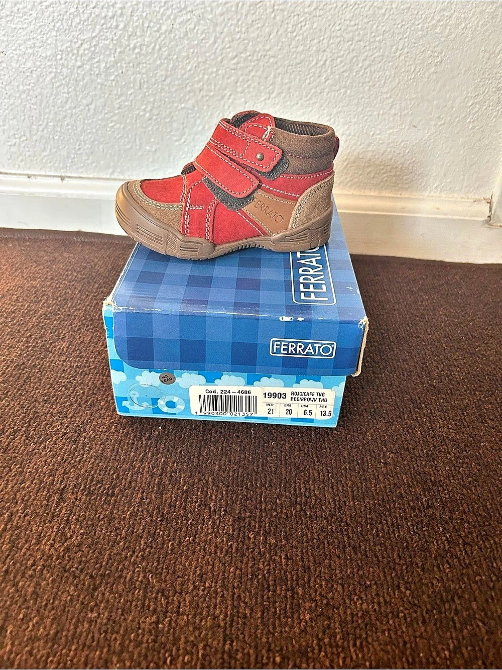 Ferrato Kids Red & Brown Boots Size US 7 Like New